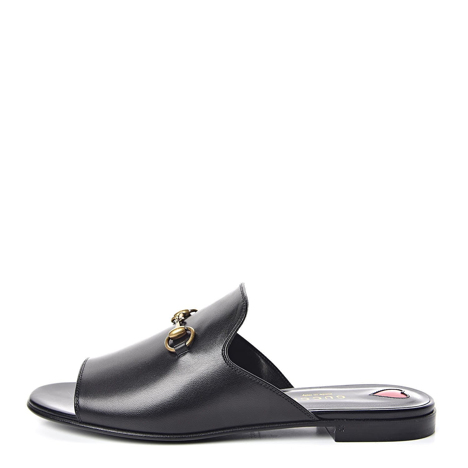 Gucci Malaga Kid Horsebit Slide Sandals 38 Black 1 of 9