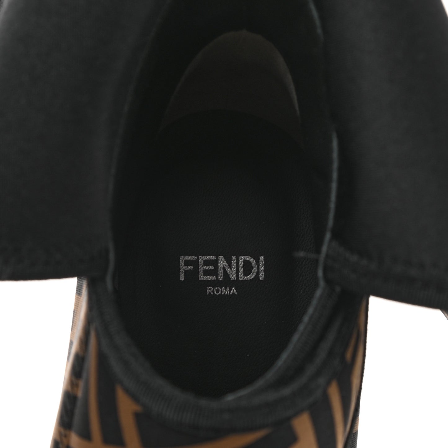 Lycra Vitello FF Logo Tape Promenade Ankle Boots 36.5 Tobacco Black