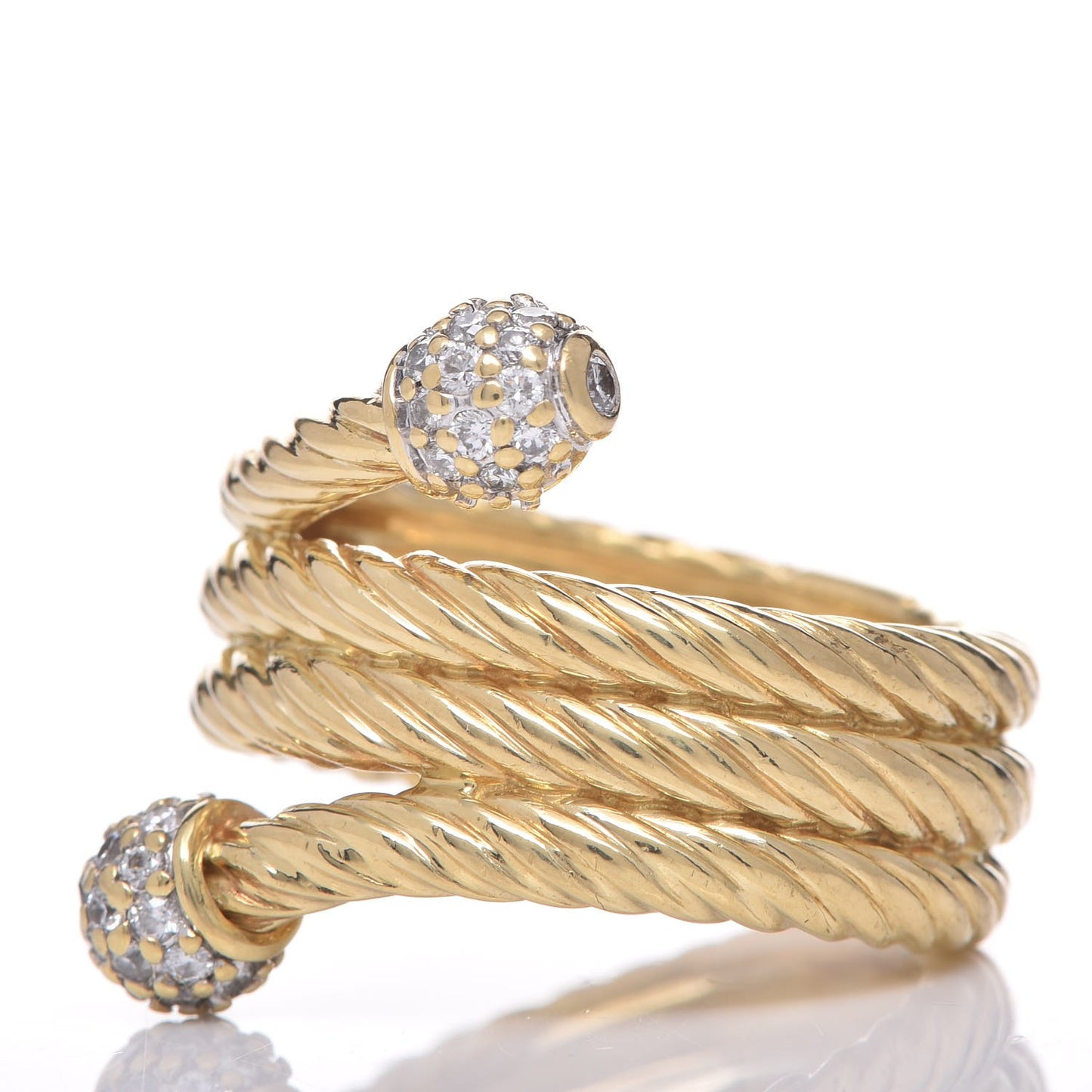 18K Yellow Gold Diamond Triple Bypass Ring 54 6.75