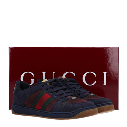 Gucci New Canvas GG Web Mens Screener Sneakers 8 Burgundy Navy 11 of 11