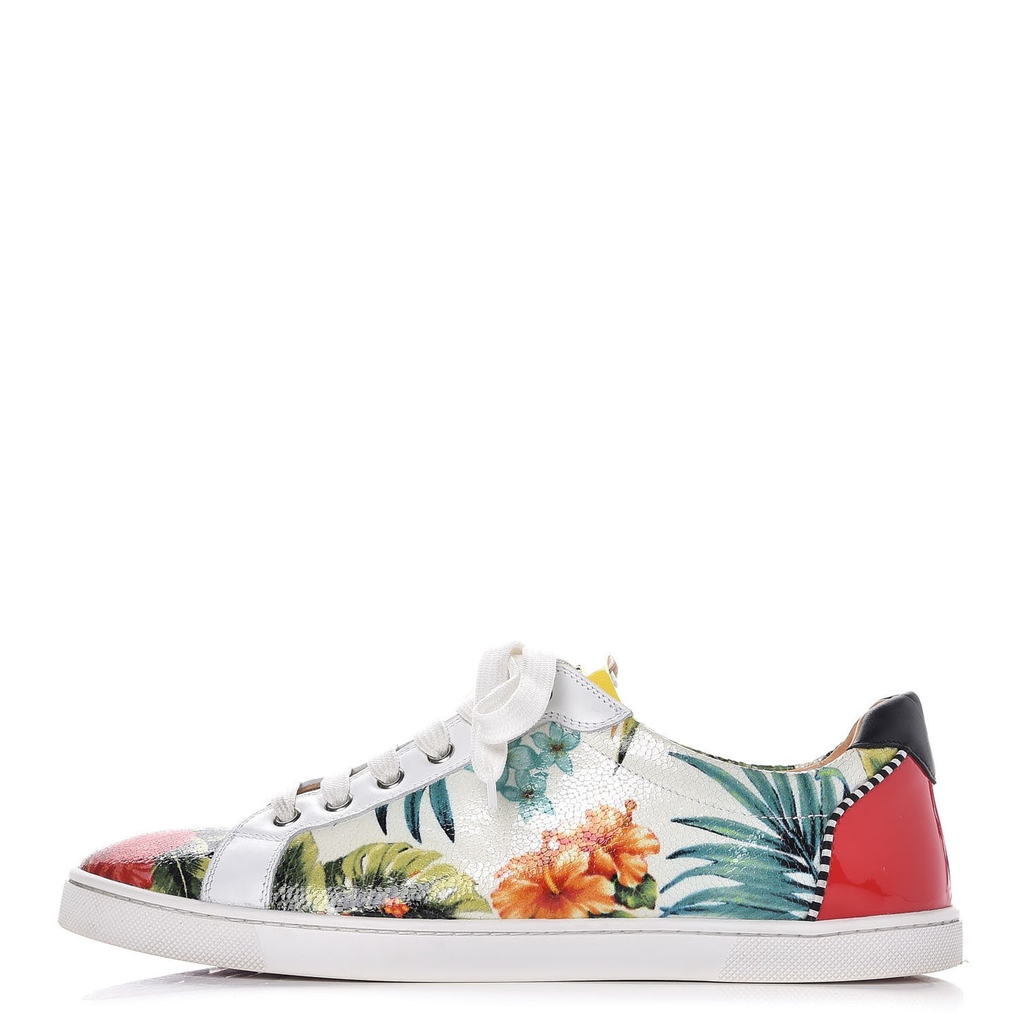 Crackled Calfskin Patent Hawaii Print Seava Sneakers 41.5 Multi
