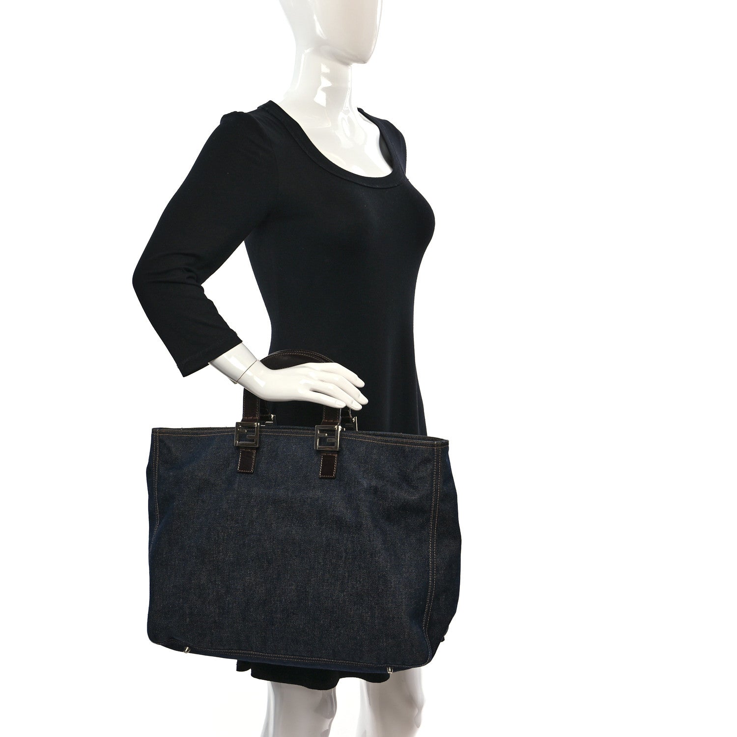 Fendi Denim Holdall Tote Blue 2 of 10