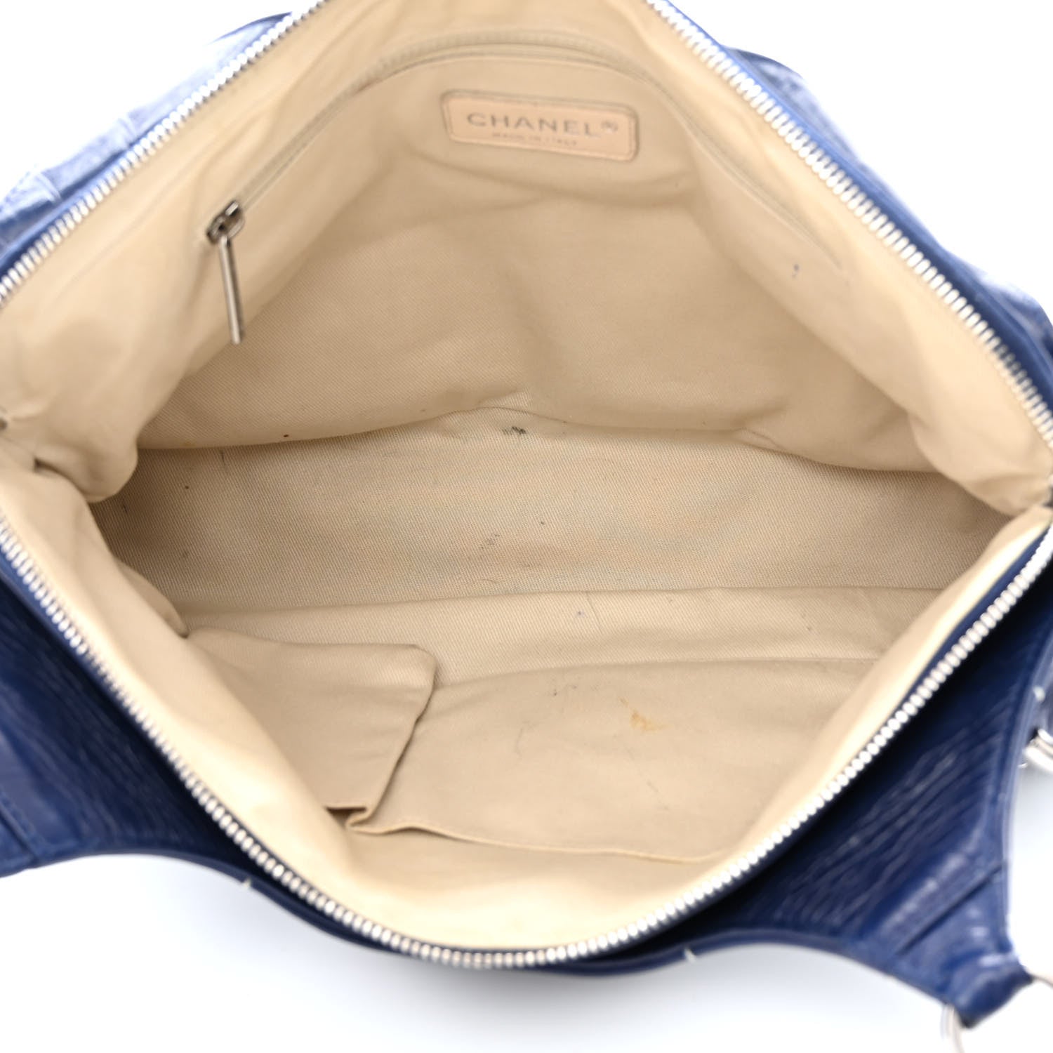 Chanel Glazed Goatskin Double Stitch Shoulder Bag Navy Blue 6 of 15