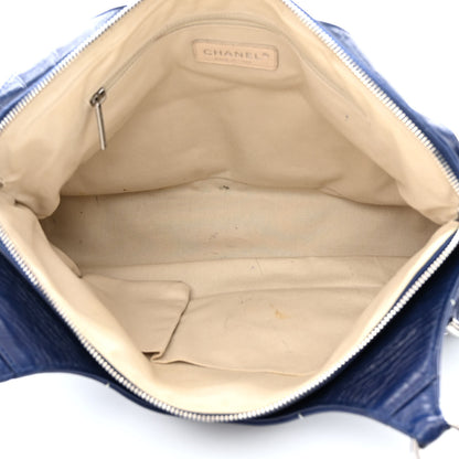 Chanel Glazed Goatskin Double Stitch Shoulder Bag Navy Blue 6 of 15