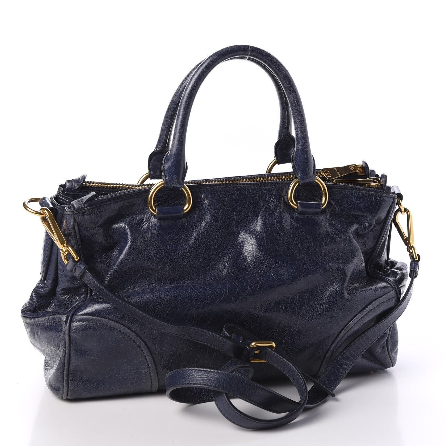 Vitello Shine Top Handle Satchel Bleuette