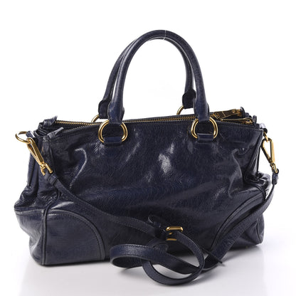 Miu Miu Vitello Shine Top Handle Satchel Bleuette 2 of 9