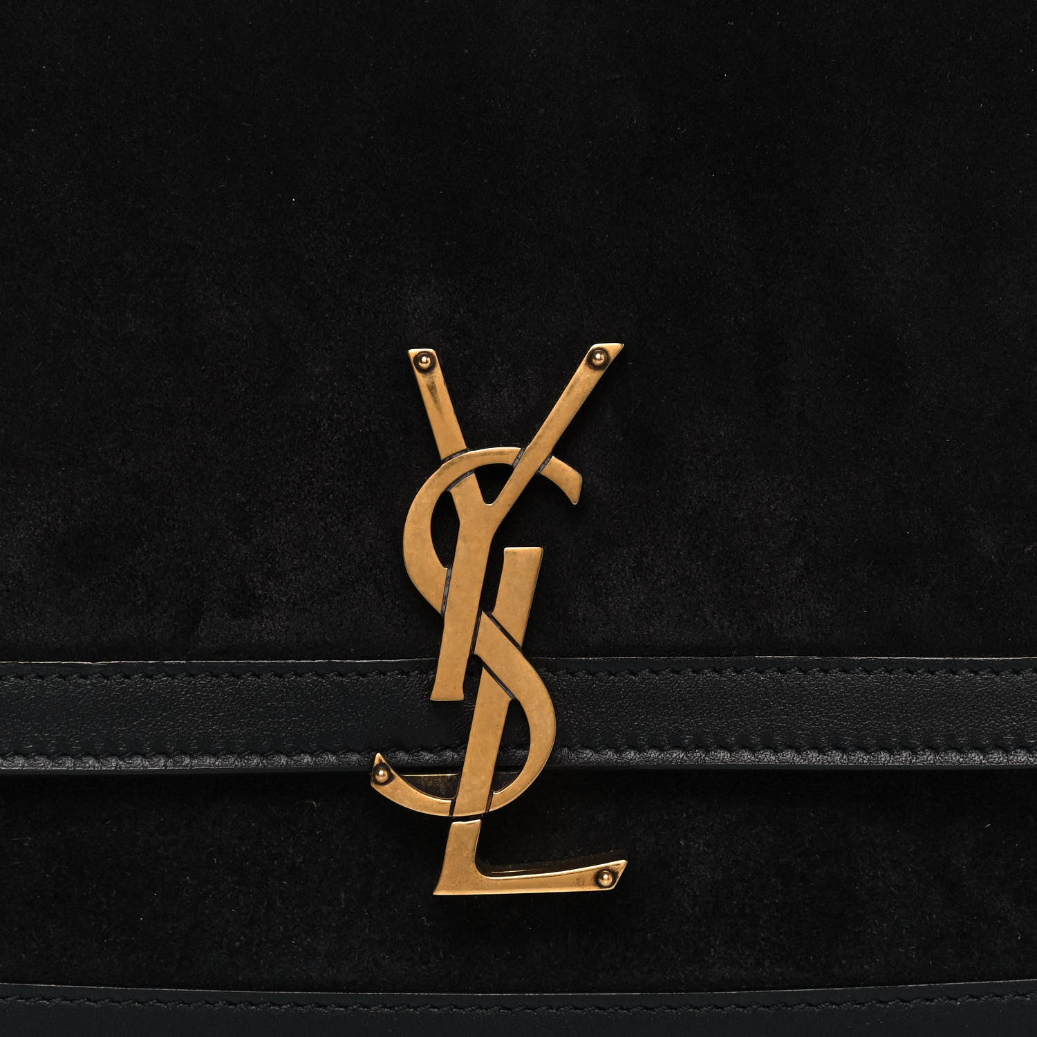 Saint Laurent Suede Smooth Calfskin Monogram Medium Solferino Soft Satchel Black 7 of 12