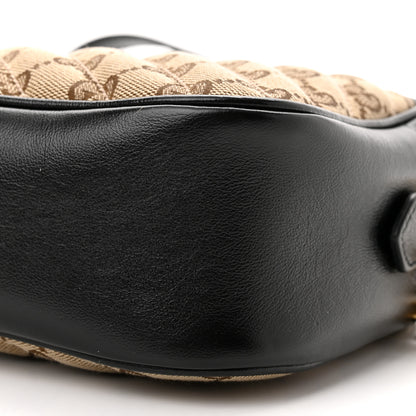 Gucci Monogram Matelasse Diagonal Small GG Marmont Chain Shoulder Bag Beige Black 10 of 11