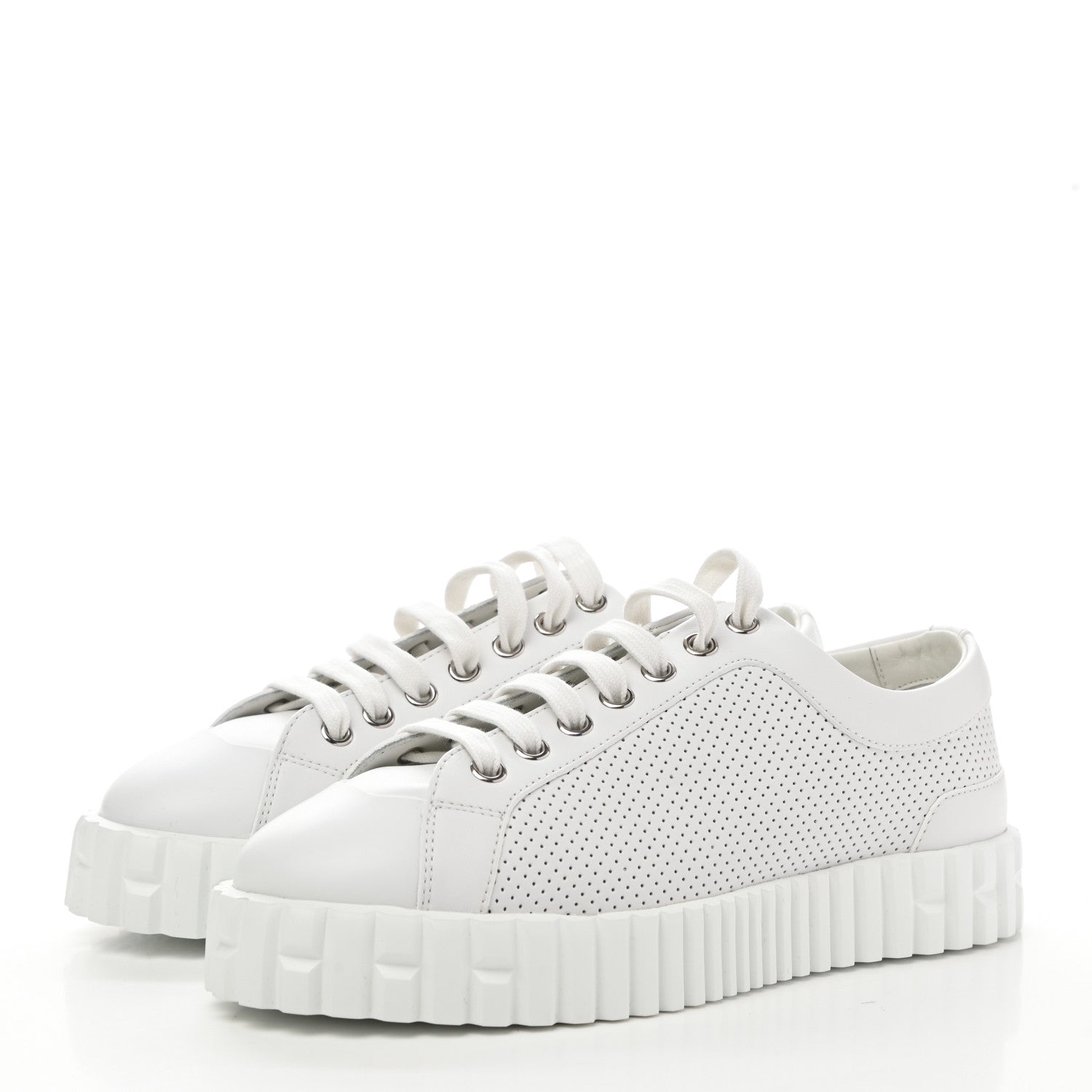 Hermes Perforated Calfskin Cross Sneakers 35.5 White 3 of 8