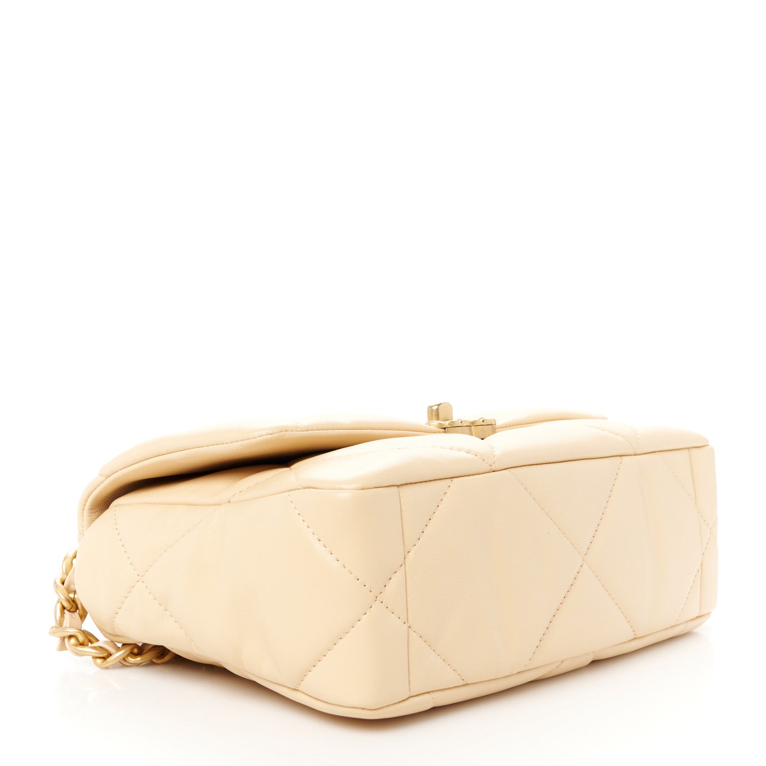 Chanel Shiny Goatskin Quilted Medium Chanel 19 Flap Beige 4 of 11
