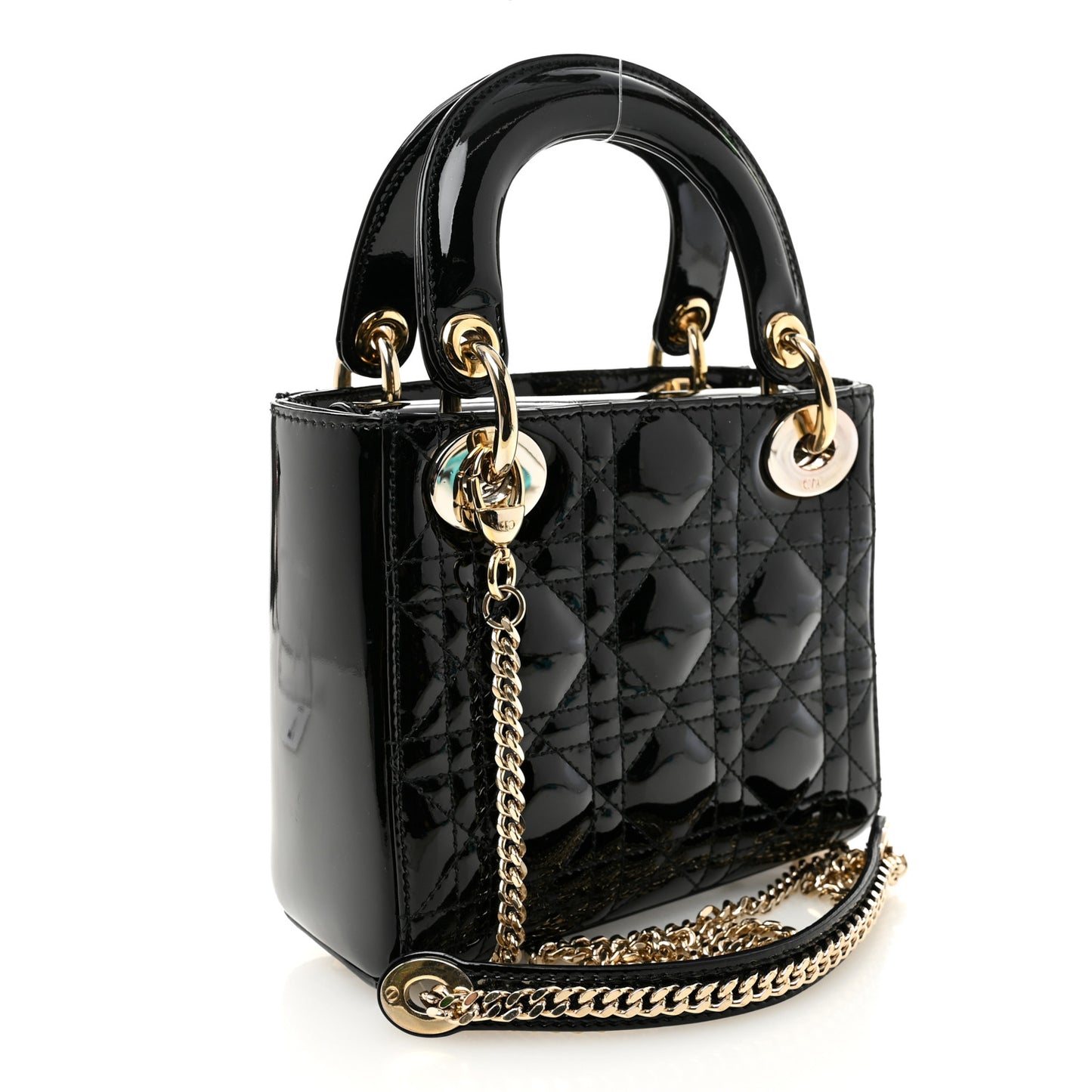 Patent Cannage Mini Lady Dior Black