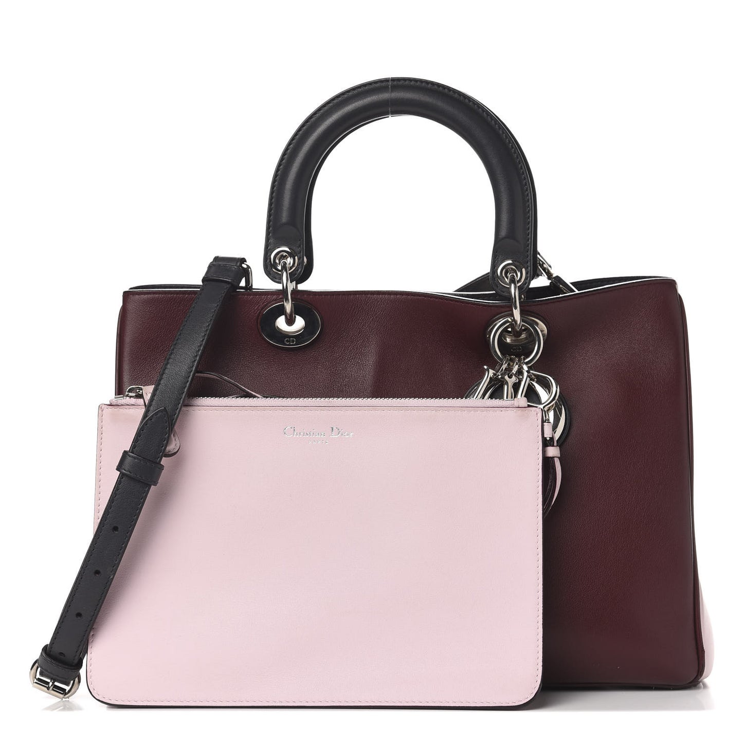 Smooth Calfskin Medium Diorissimo Burgundy Pink Black