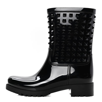 Valentino Garavani Rubber Rockstud Short Rainboots 41 Black 1 of 10