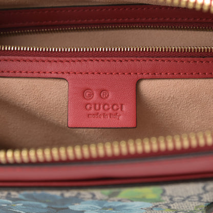 Gucci GG Supreme Monogram Blooms Medium Zippered Bucket Tote Beige Blue Navy Hibiscus Red 6 of 15