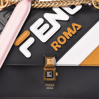 Fendi X FILA Vitello Liberty Mania Bi-Color FF 1974 Embossed Small Kan I Shoulder Bag Black Confetto Multicolor 8 of 11
