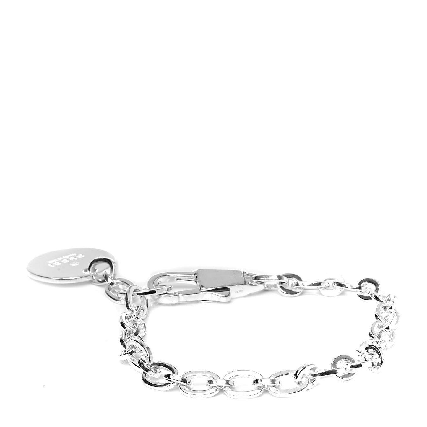 Sterling Silver Link Round Charm Bracelet