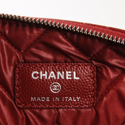 Chanel Caviar Chevron Quilted Large Cosmetic Case Red 6 of 7