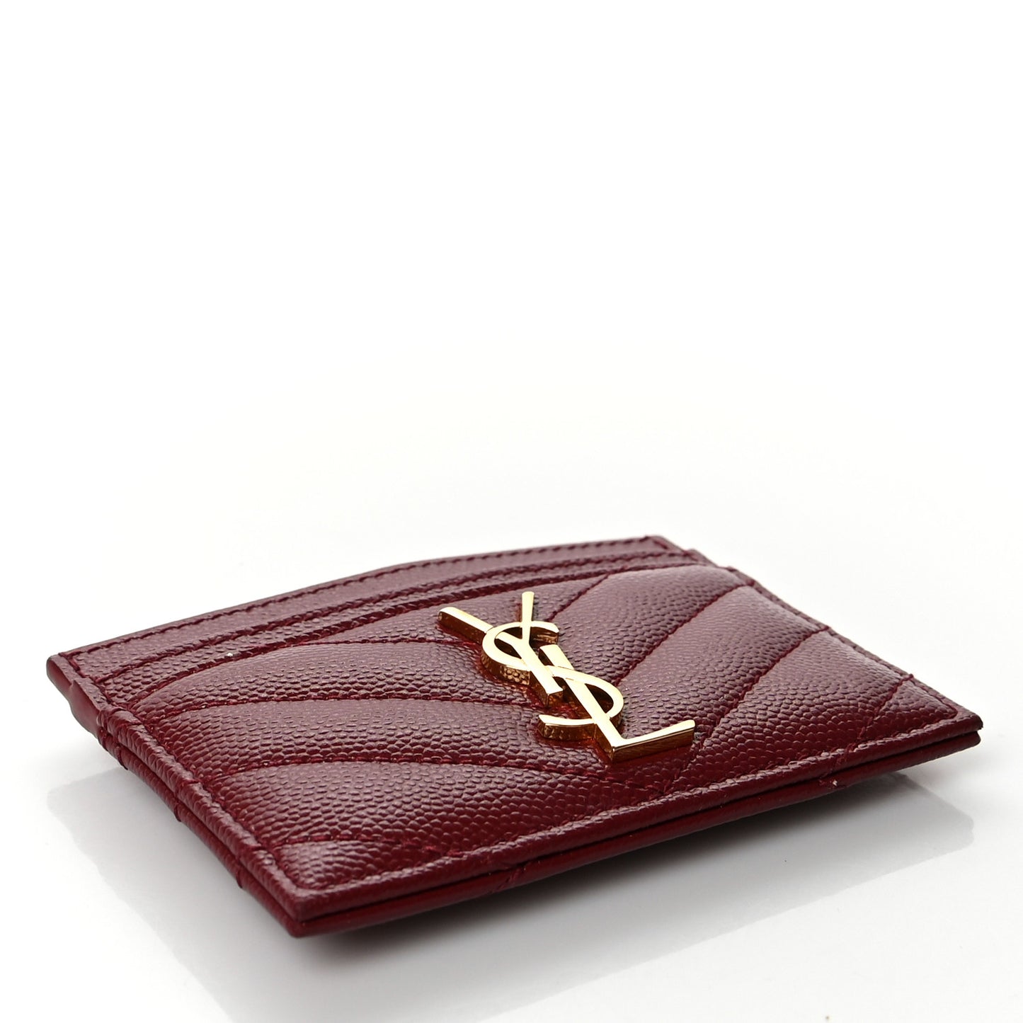 Grain De Poudre Matelasse Chevron Monogram Credit Card Case Palissandre
