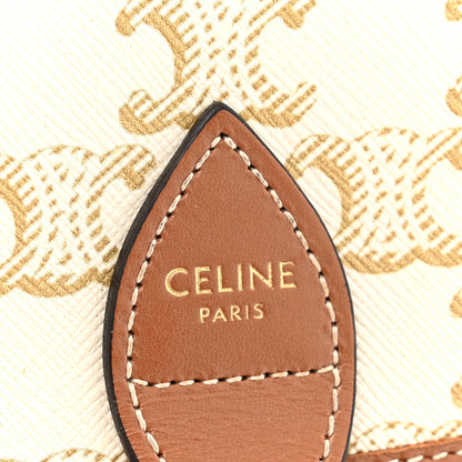 Celine Triomphe Canvas Medium Folco Bag White 6 of 11