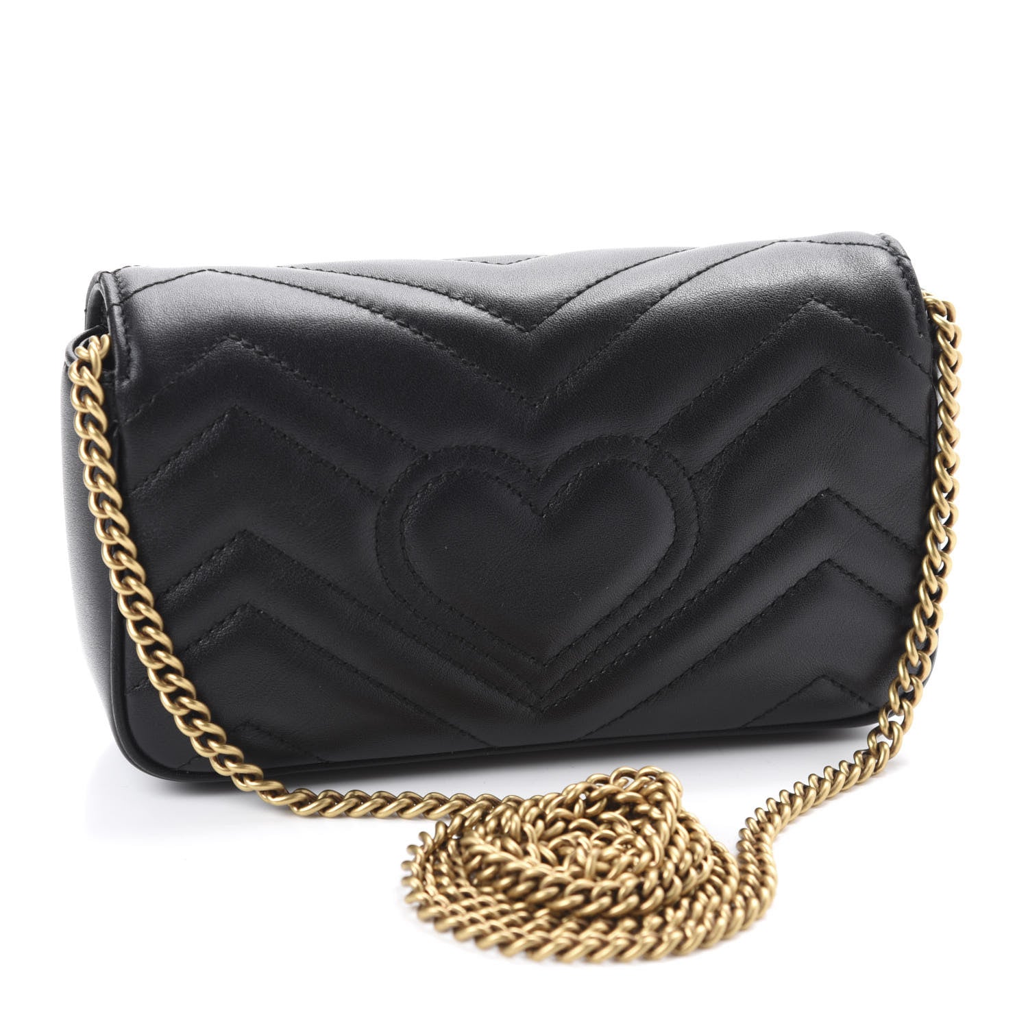 Gucci Calfskin Matelasse Super Mini GG Marmont Shoulder Bag Black 3 of 11