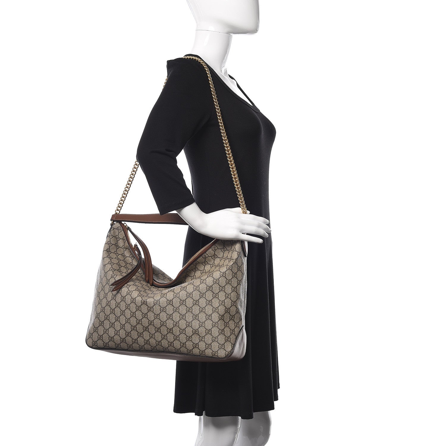 Gucci GG Supreme Monogram Large Linea A Hobo Light Brown 2 of 11