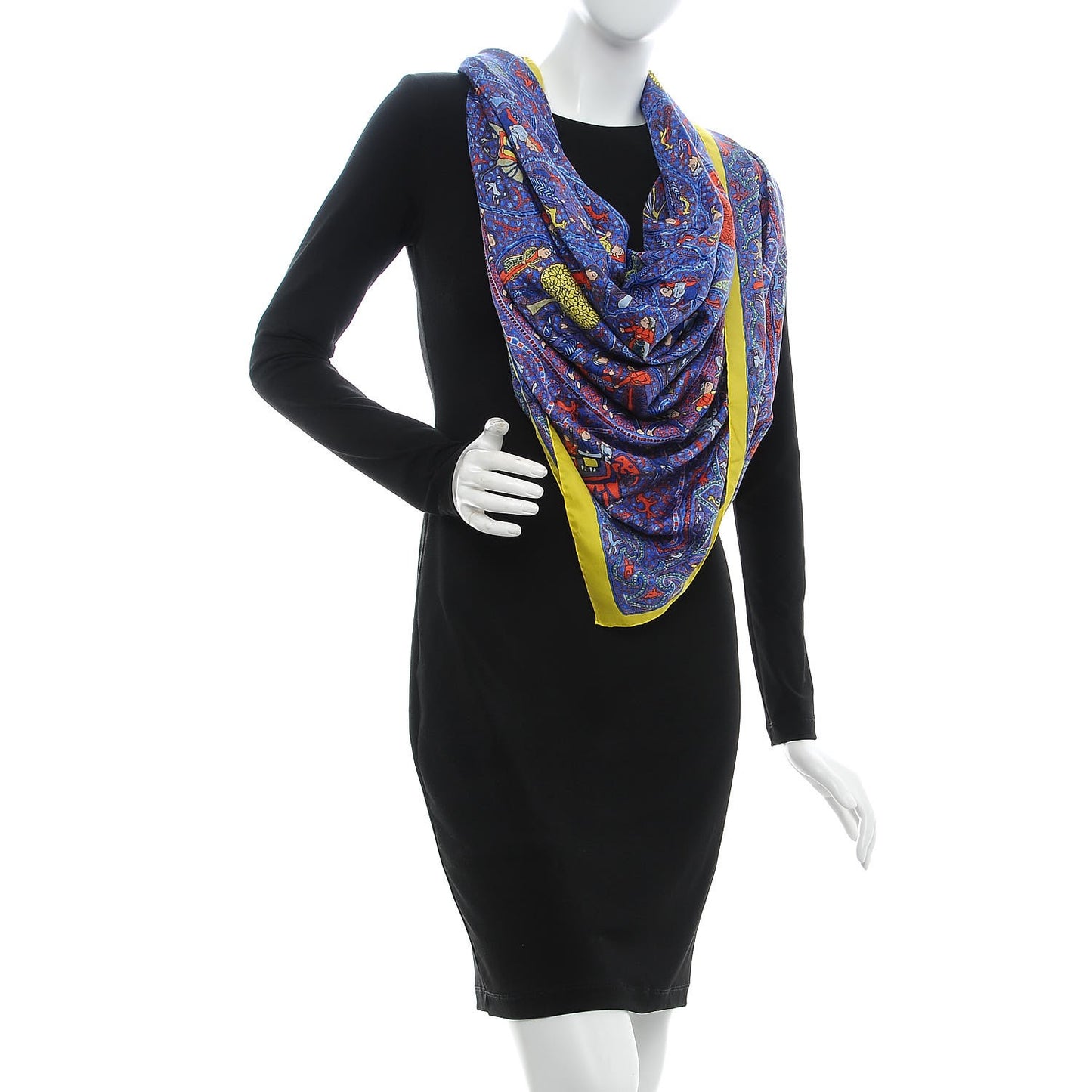 Silk Lalbhai Scarf 140 Bleu Electrique