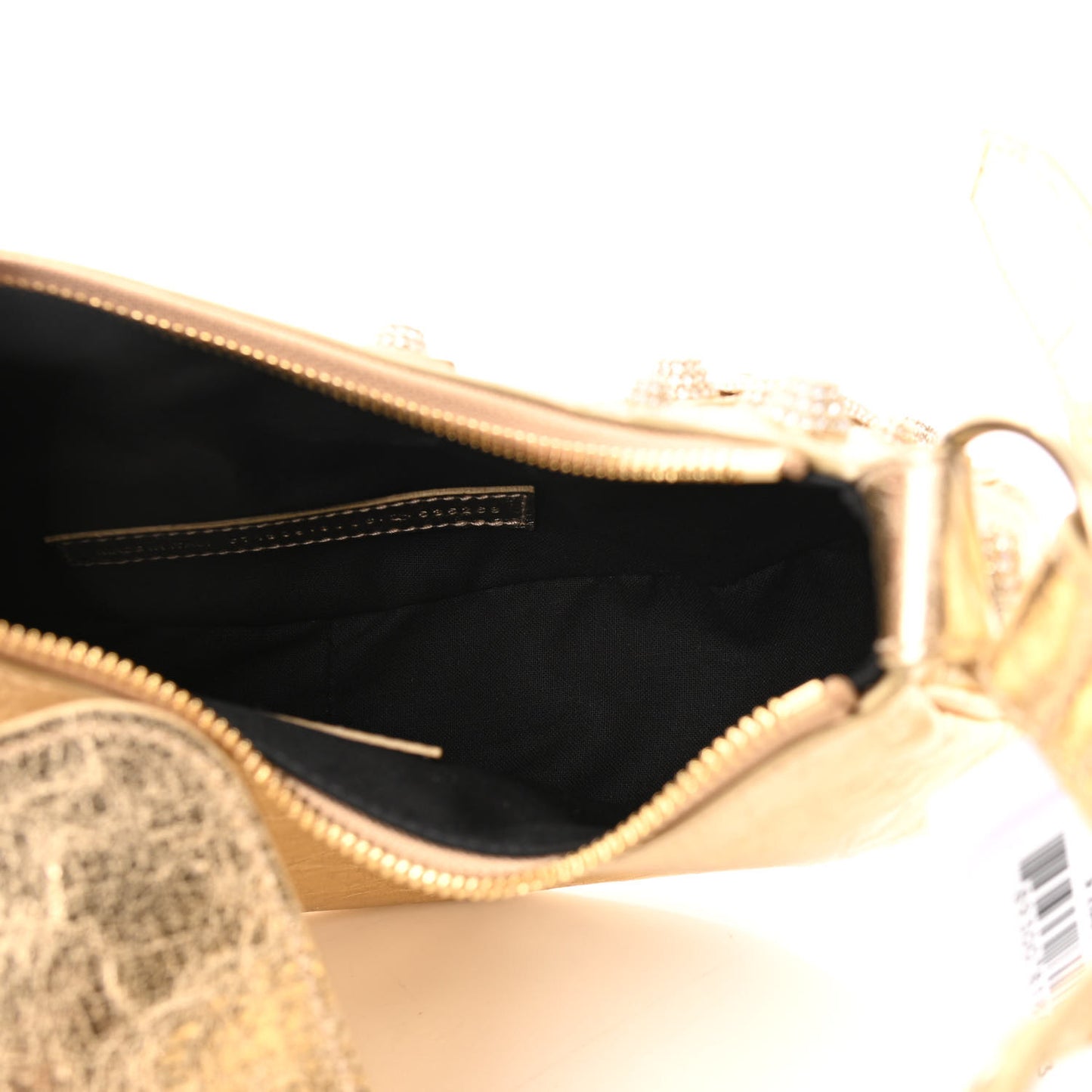 Metallic Agneau Arena Crystal Le Cagole Shoulder Bag XS Light Gold
