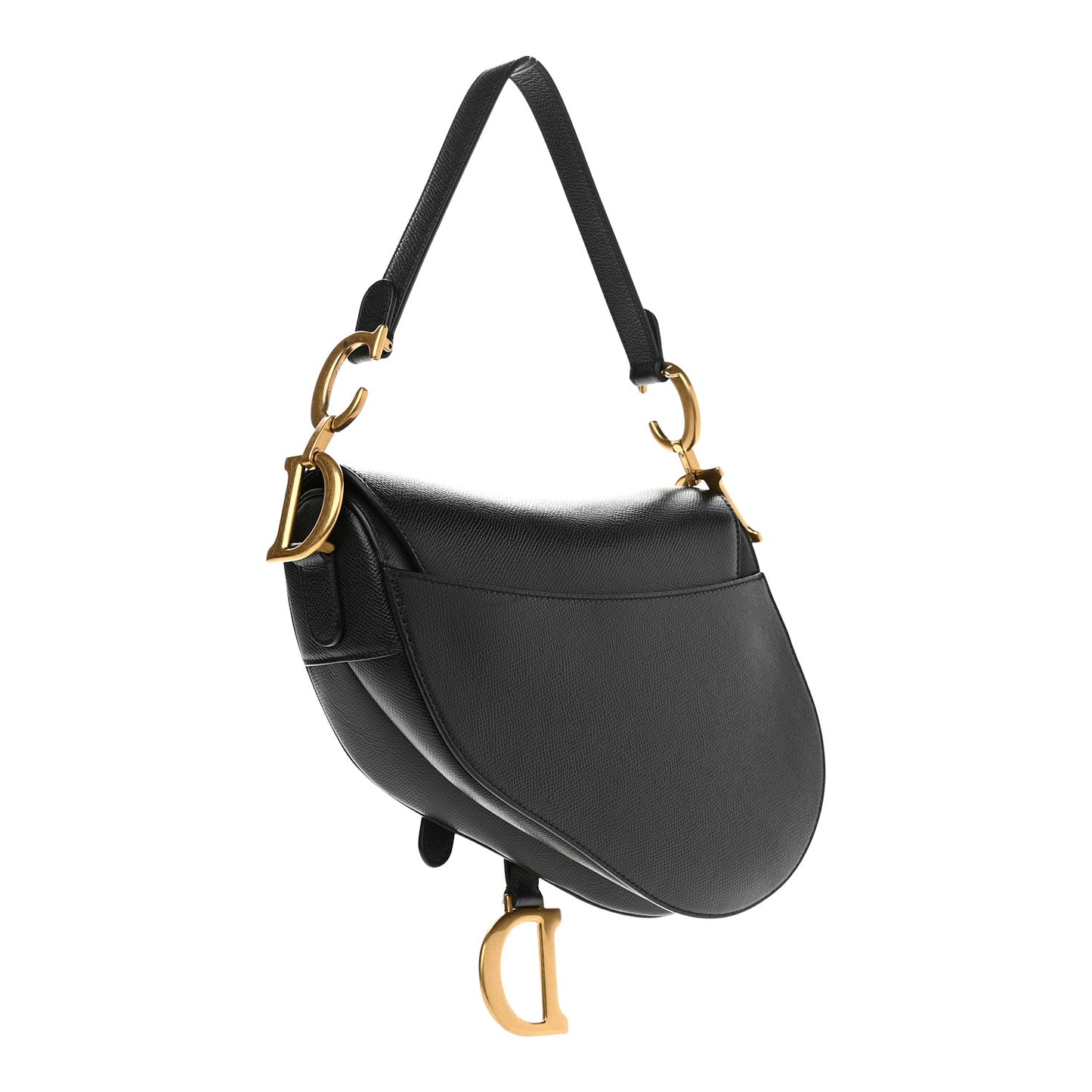Grained Calfskin Saddle Bag Black