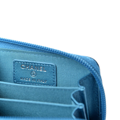 Chanel Metallic Caviar Quilted Boy Zip Around Coin Purse Wallet Turquoise 6 of 8