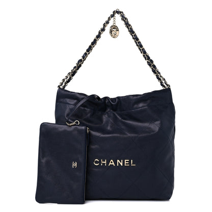 Chanel Shiny Caviar Quilted Small Chanel 22 Dark Blue 1 of 10