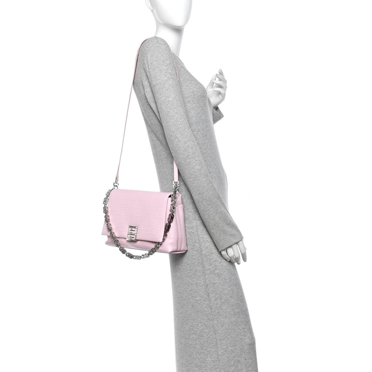 Soft Calfskin 4G Embossed Medium Shoulder Bag Pale Pink
