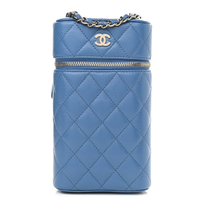 Chanel Caviar Quilted Phone Holder With Chain Blue 1 of 13