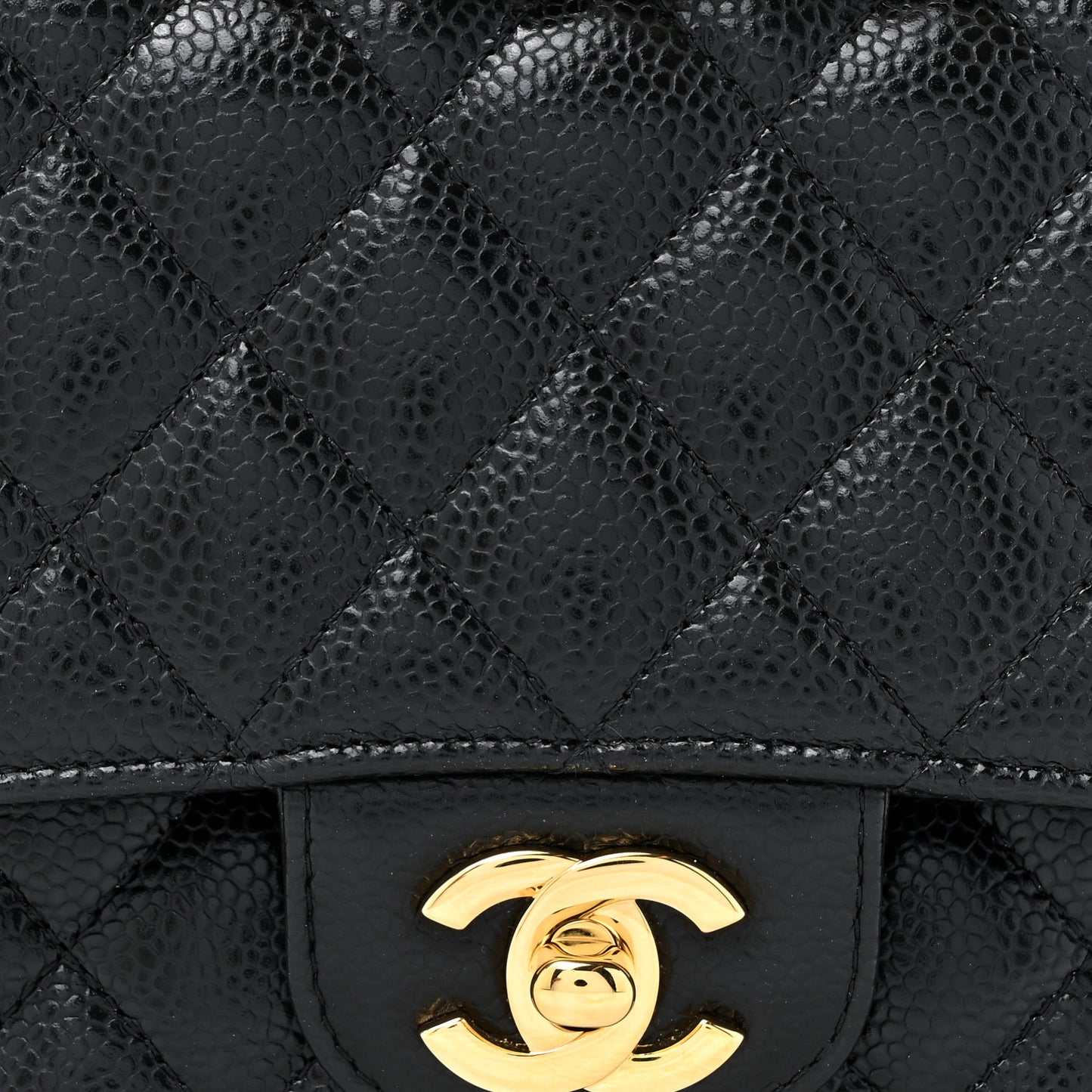 Caviar Quilted Medium Double Flap Black