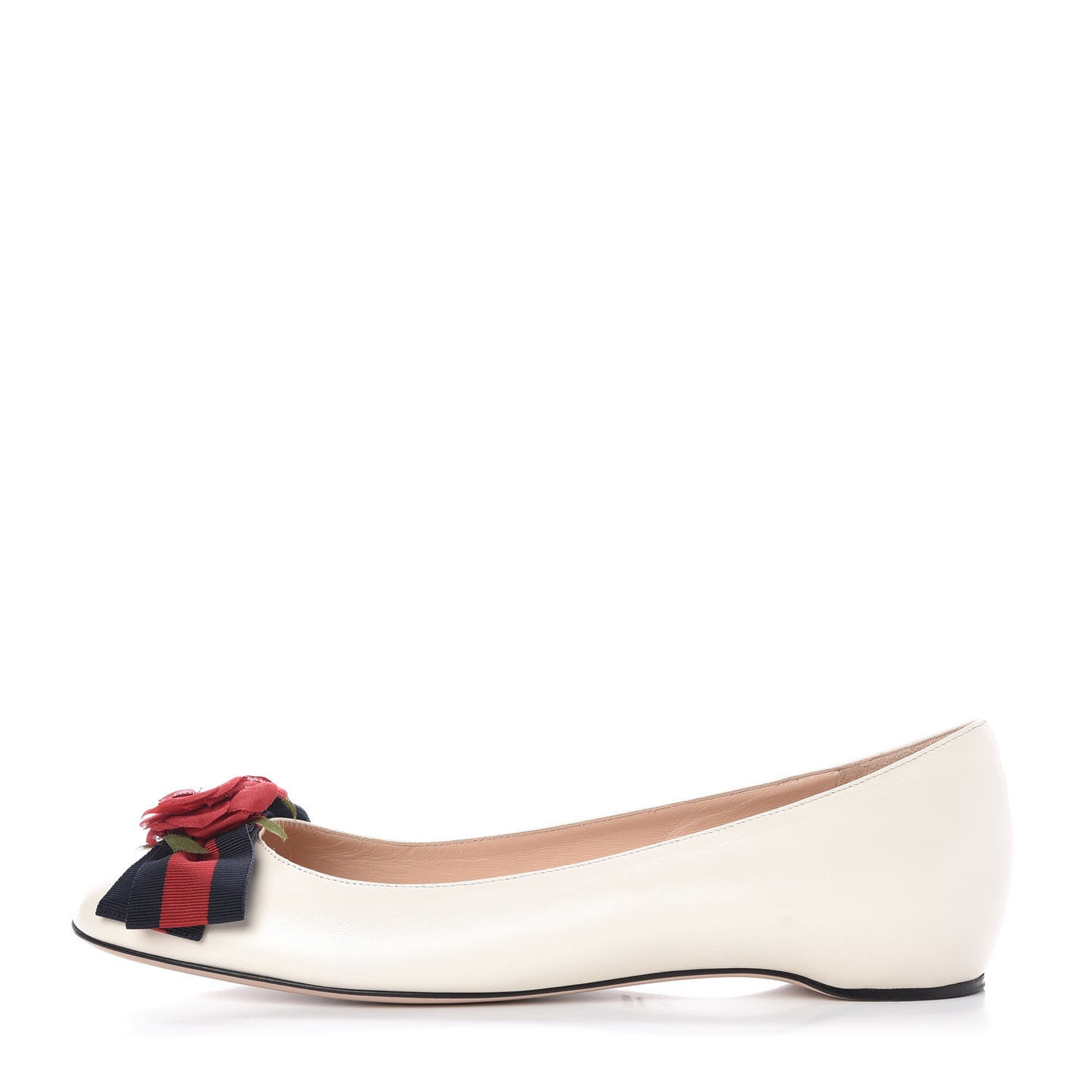 Malaga Kid Web Rose Bow Flats 41 White
