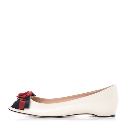 Gucci Malaga Kid Web Rose Bow Flats 41 White 1 of 9