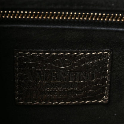Valentino Garavani Metallic Pebbled Calfskin Small Rockstud Single Handle Flap Bag Sasso 6 of 8
