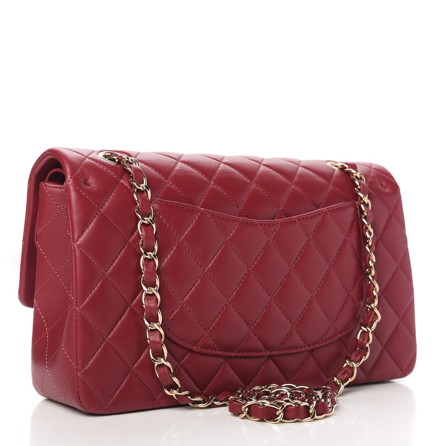 Lambskin Quilted Medium Double Flap Burgundy