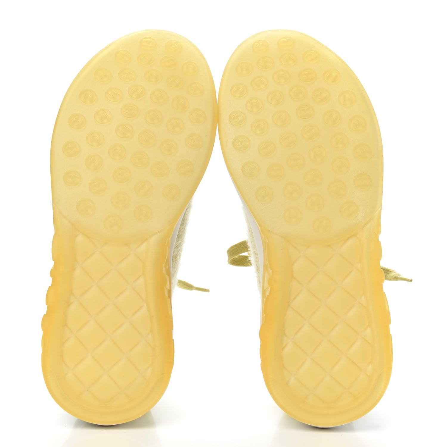 Chanel Suede Calfskin Stretch Fabric CC Sneakers 37.5 Yellow 5 of 8