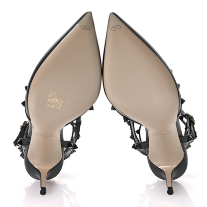 Valentino Garavani Calfskin Nappa Monochrome Rockstud Ankle Strap 65mm Pumps 40 Black 6 of 9