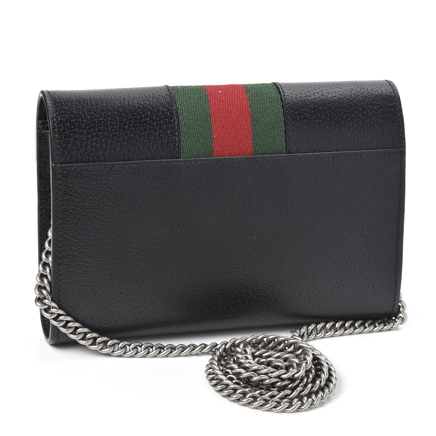 Gucci Calfskin Web Mini Dionysus Chain Wallet Black 2 of 9