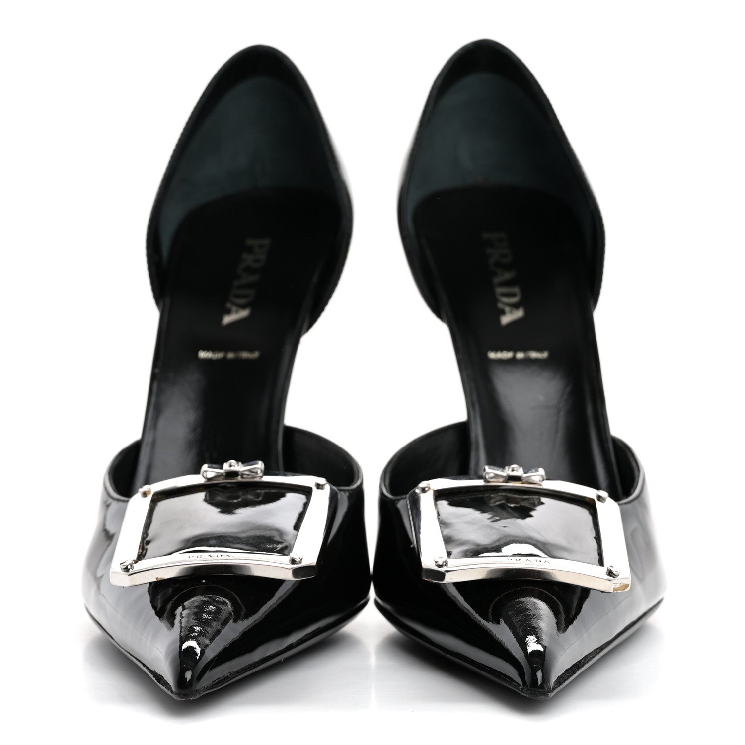 Prada Vernice Metal Pumps 37 Black 3 of 12