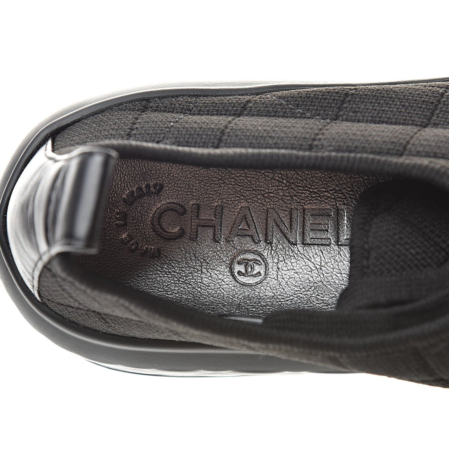 Chanel Canvas Quilted Cap Toe Sneakers 38 Black 7 of 8