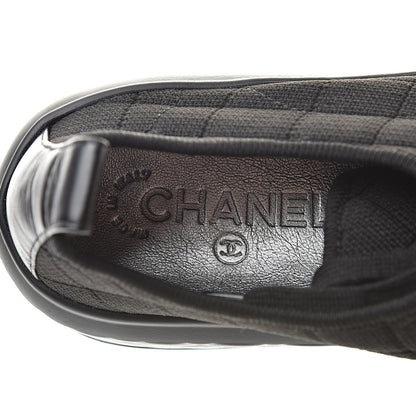 Chanel Canvas Quilted Cap Toe Sneakers 38 Black 7 of 8