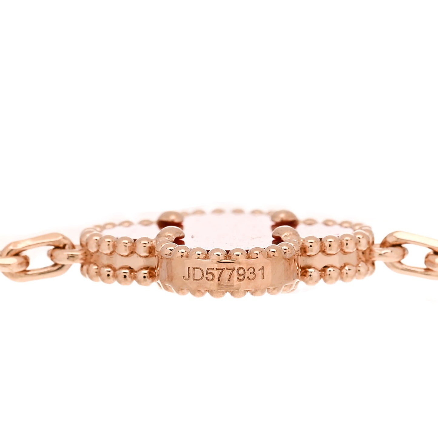 18K Rose Gold Carnelian 5 Motifs Guilloche Vintage Alhambra Bracelet
