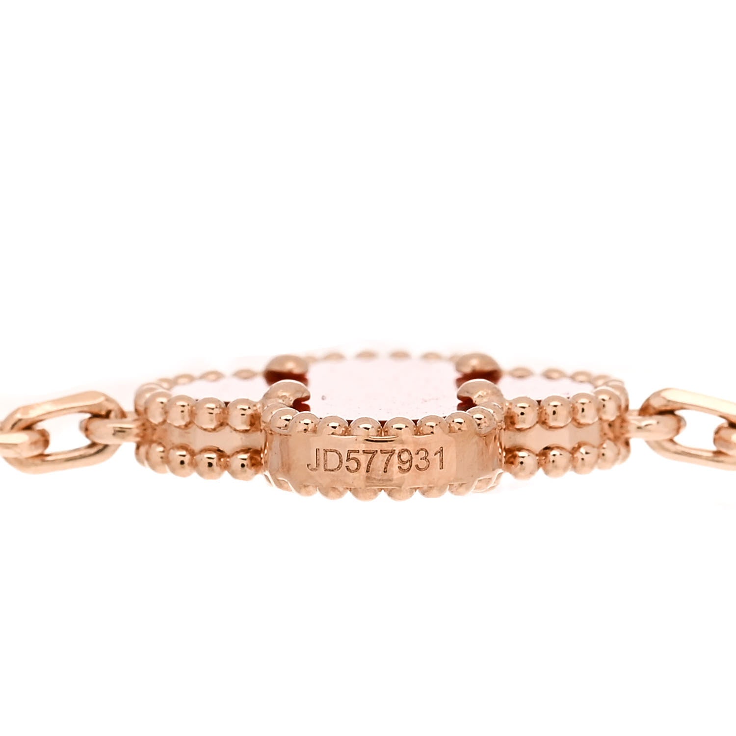 Van Cleef & Arpels 18K Rose Gold Carnelian 5 Motifs Guilloche Vintage Alhambra Bracelet 4 of 5