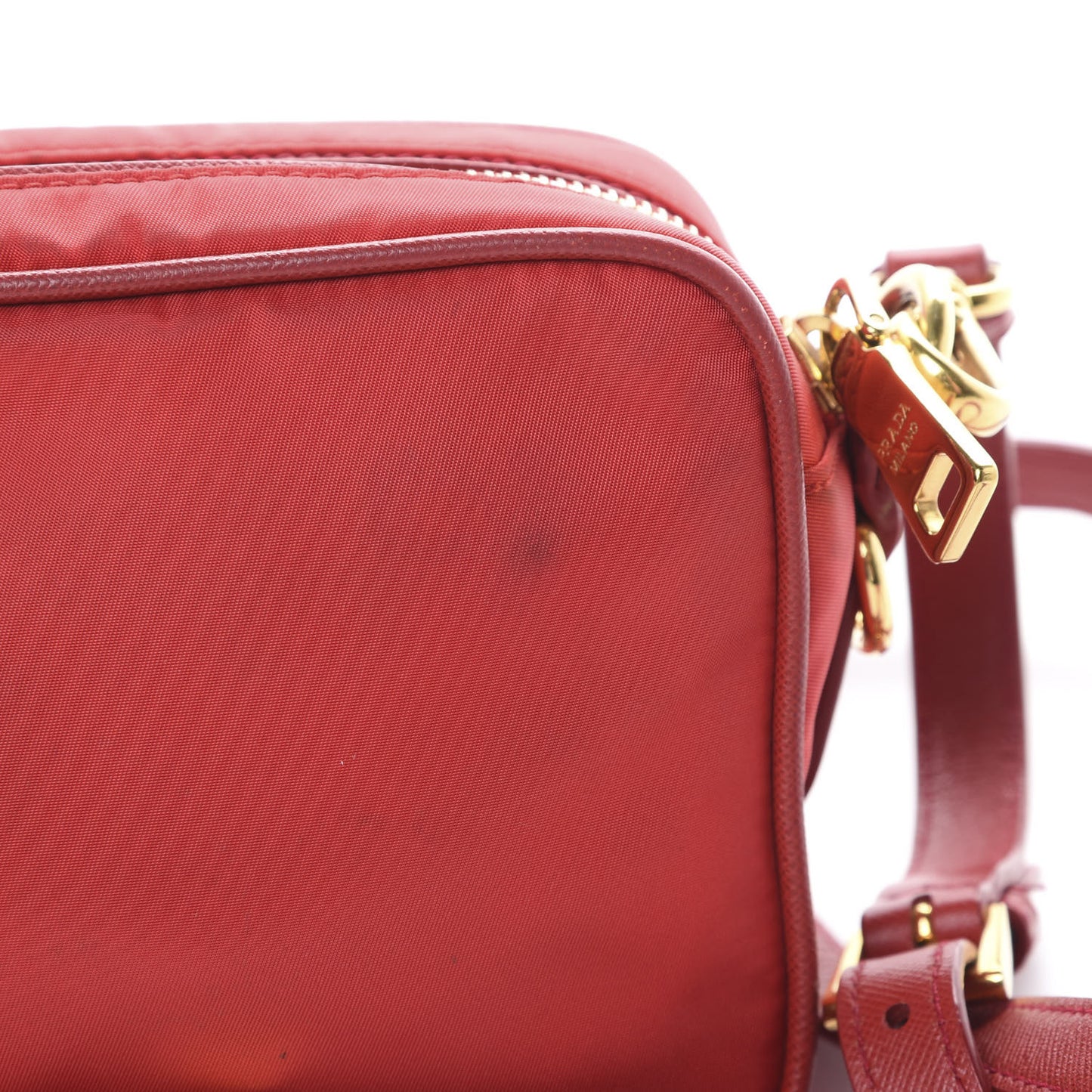 Tessuto Nylon Saffiano Small Crossbody Rosso