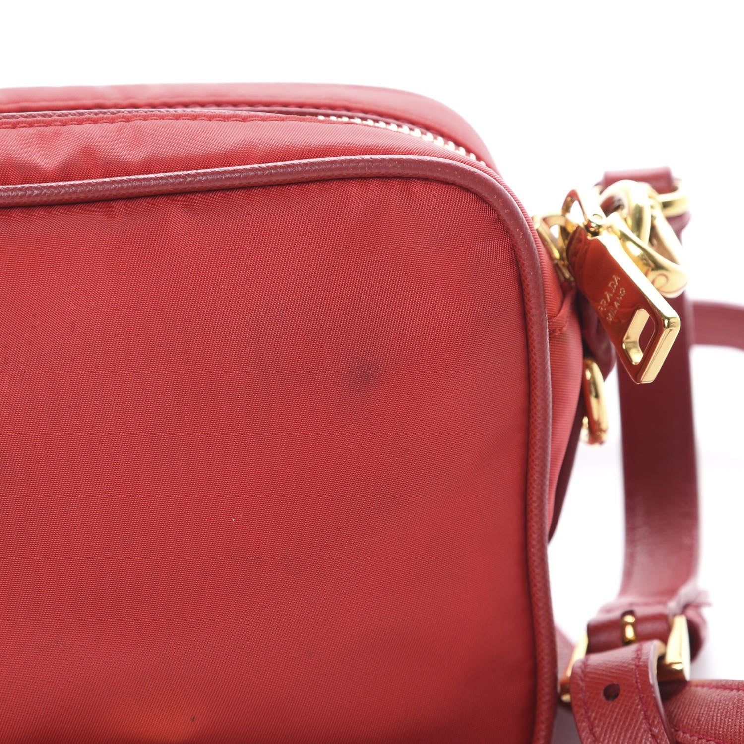 Prada Tessuto Nylon Saffiano Small Crossbody Rosso 14 of 15