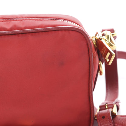 Prada Tessuto Nylon Saffiano Small Crossbody Rosso 14 of 15