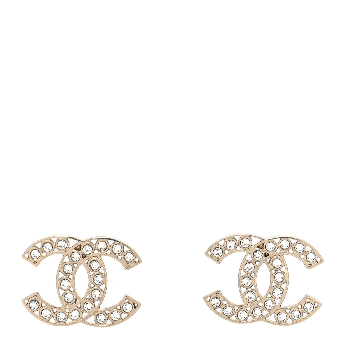 Metal Crystal Large CC Earrings Light Gold