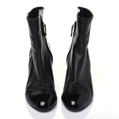 Chanel Lambskin Patent Cap Toe Short Ankle Boots 40 Black 2 of 10